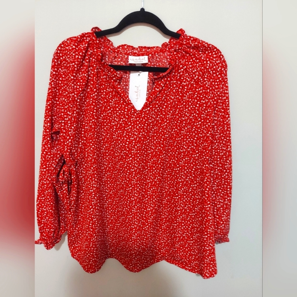 NWT Isabel Maternity Red Floral Blouse Size Small